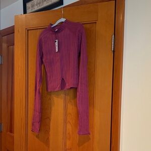 Garage Women’s  Ribbed Long Sleeve Top - Raspberry NWT
